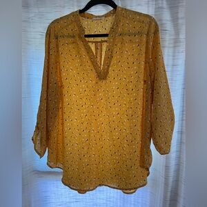 Yellow 3/4 Sleeve Blouse